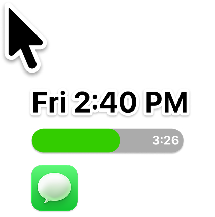 Cursor with clock, timer bar, and notification icon nearby