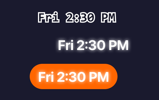 Clock display styles — stroke, glow, and pill backgrounds