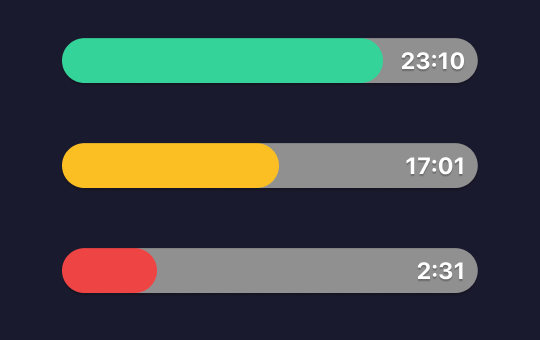 Timer colors change as time runs out